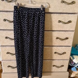 ASOS Black and White Polka Dot Plisse wide leg trousers